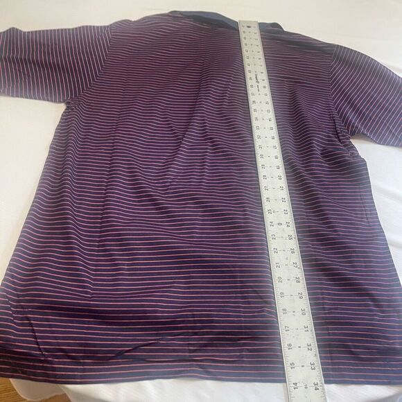 Peter Millar Sea Island Navy Blue Stripe Golf Short Sleeve Polo Shirt Size XL - Picture 6 of 6